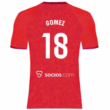 Kandiny Enfant Maillot Raúl Gómez #18 Rouge Tenues Extérieur 2024/25 T-Shirt