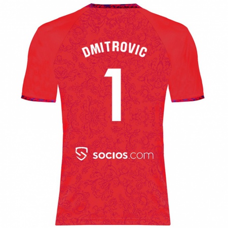 Kandiny Enfant Maillot Marko Dmitrović #1 Rouge Tenues Extérieur 2024/25 T-Shirt