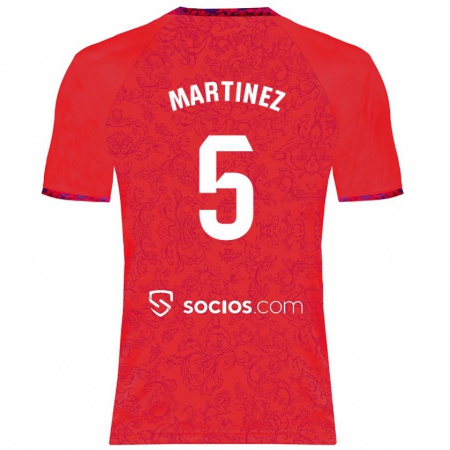 Kandiny Enfant Maillot Sergio Martínez #5 Rouge Tenues Extérieur 2024/25 T-Shirt