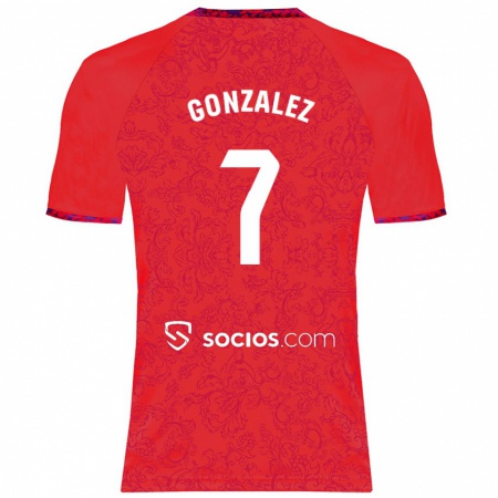 Kandiny Enfant Maillot Juan González #7 Rouge Tenues Extérieur 2024/25 T-Shirt