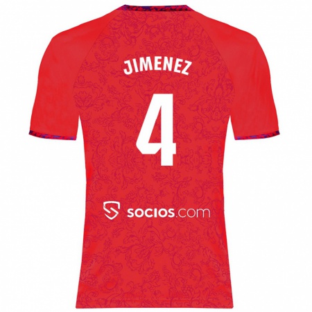 Kandiny Enfant Maillot Diego Jiménez #4 Rouge Tenues Extérieur 2024/25 T-Shirt