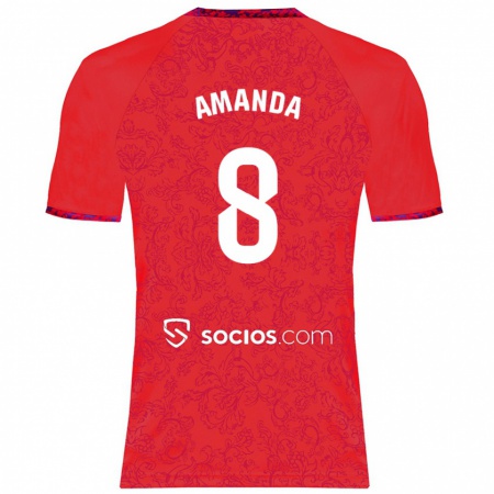 Kandiny Enfant Maillot Amanda Sampedro Bustos #8 Rouge Tenues Extérieur 2024/25 T-Shirt