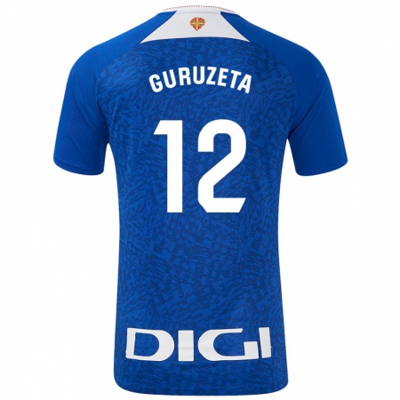 Kandiny Enfant Maillot Gorka Guruzeta #12 Bleu Roi Tenues Extérieur 2024/25 T-Shirt