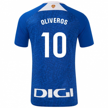 Kandiny Enfant Maillot Aimar Oliveros #10 Bleu Roi Tenues Extérieur 2024/25 T-Shirt