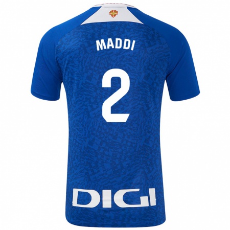 Kandiny Enfant Maillot Maddi Torre Larrañaga #2 Bleu Roi Tenues Extérieur 2024/25 T-Shirt