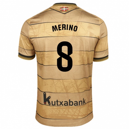 Kandiny Enfant Maillot Mikel Merino #8 Marron Tenues Extérieur 2024/25 T-Shirt