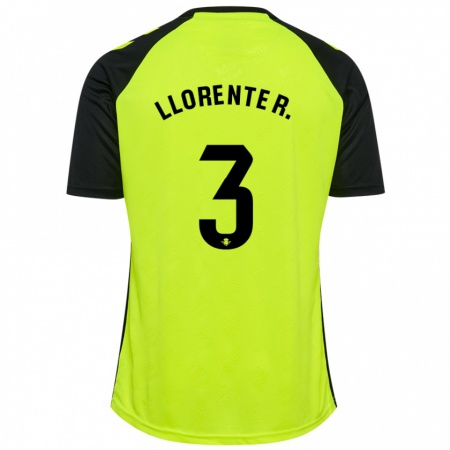 Kandiny Enfant Maillot Diego Llorente #3 Jaune Fluo Noir Tenues Extérieur 2024/25 T-Shirt