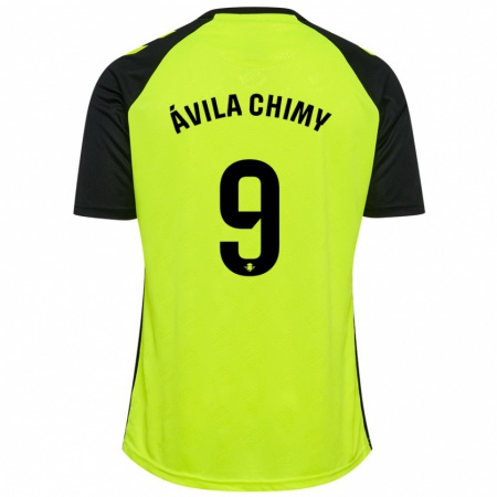 Kandiny Enfant Maillot Chimy Ávila #9 Jaune Fluo Noir Tenues Extérieur 2024/25 T-Shirt