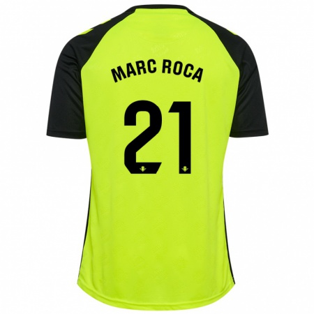 Kandiny Enfant Maillot Marc Roca #21 Jaune Fluo Noir Tenues Extérieur 2024/25 T-Shirt