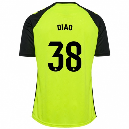 Kandiny Enfant Maillot Assane Diao #38 Jaune Fluo Noir Tenues Extérieur 2024/25 T-Shirt