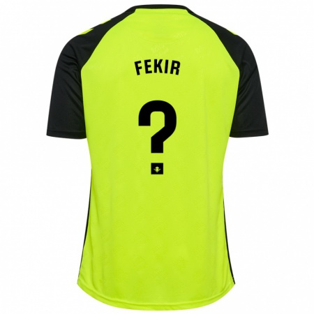 Kandiny Enfant Maillot Yassin Fekir #0 Jaune Fluo Noir Tenues Extérieur 2024/25 T-Shirt