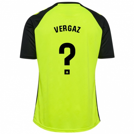 Kandiny Enfant Maillot Alejandro Vergaz #0 Jaune Fluo Noir Tenues Extérieur 2024/25 T-Shirt