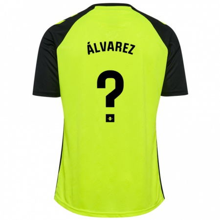 Kandiny Enfant Maillot Daniel Álvarez #0 Jaune Fluo Noir Tenues Extérieur 2024/25 T-Shirt