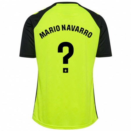 Kandiny Enfant Maillot Mario Navarro #0 Jaune Fluo Noir Tenues Extérieur 2024/25 T-Shirt