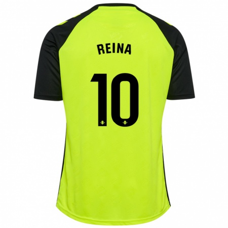 Kandiny Enfant Maillot Carlos Reina #10 Jaune Fluo Noir Tenues Extérieur 2024/25 T-Shirt