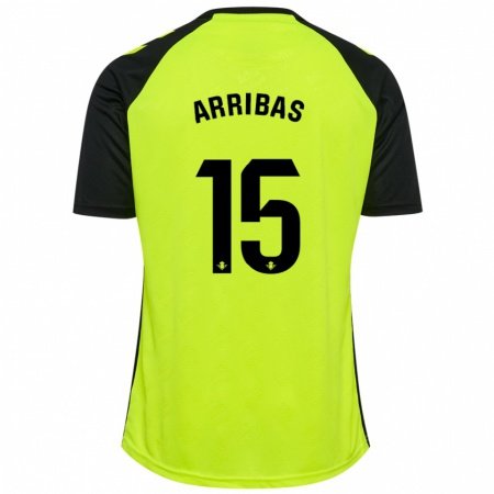 Kandiny Enfant Maillot Sergio Arribas #15 Jaune Fluo Noir Tenues Extérieur 2024/25 T-Shirt