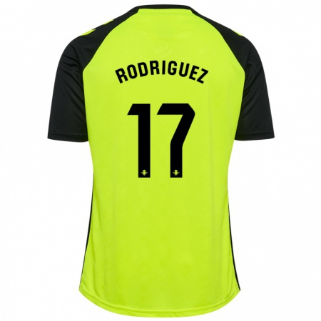 Kandiny Enfant Maillot Jesús Rodriguez #17 Jaune Fluo Noir Tenues Extérieur 2024/25 T-Shirt