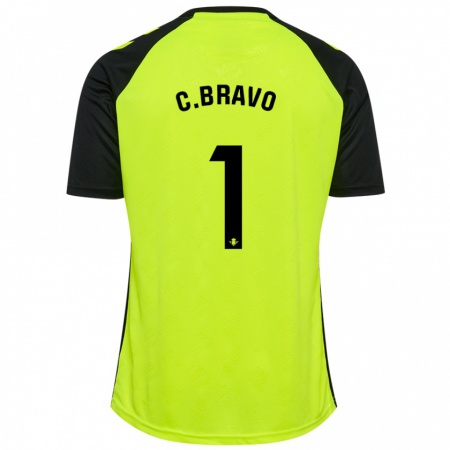 Kandiny Enfant Maillot Claudio Bravo #1 Jaune Fluo Noir Tenues Extérieur 2024/25 T-Shirt