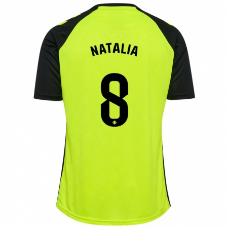 Kandiny Enfant Maillot Natalia Montilla Martinez #8 Jaune Fluo Noir Tenues Extérieur 2024/25 T-Shirt