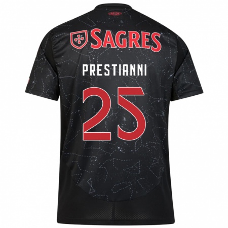 Kandiny Enfant Maillot Gianluca Prestianni #25 Noir Rouge Tenues Extérieur 2024/25 T-Shirt