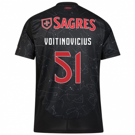 Kandiny Enfant Maillot Arnas Voitinovicius #51 Noir Rouge Tenues Extérieur 2024/25 T-Shirt