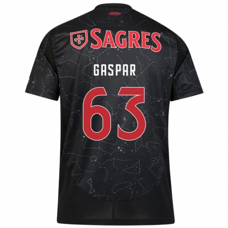 Kandiny Enfant Maillot Guilherme Gaspar #63 Noir Rouge Tenues Extérieur 2024/25 T-Shirt