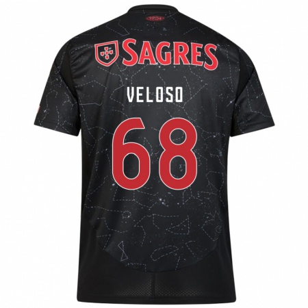 Kandiny Enfant Maillot João Veloso #68 Noir Rouge Tenues Extérieur 2024/25 T-Shirt