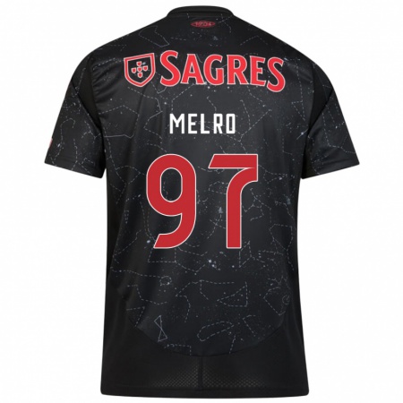 Kandiny Enfant Maillot José Melro #97 Noir Rouge Tenues Extérieur 2024/25 T-Shirt