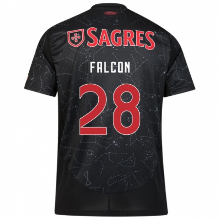 Kandiny Enfant Maillot Andrea Falcón #28 Noir Rouge Tenues Extérieur 2024/25 T-Shirt