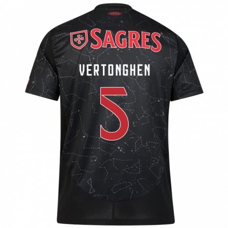 Kandiny Enfant Maillot Jan Vertonghen #5 Noir Rouge Tenues Extérieur 2024/25 T-Shirt