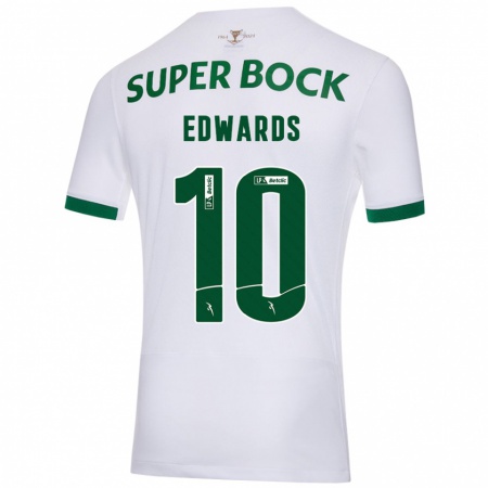 Kandiny Enfant Maillot Marcus Edwards #10 Blanc Vert Tenues Extérieur 2024/25 T-Shirt