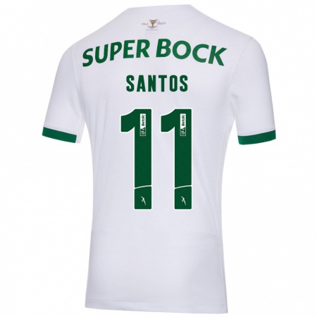 Kandiny Enfant Maillot Nuno Santos #11 Blanc Vert Tenues Extérieur 2024/25 T-Shirt