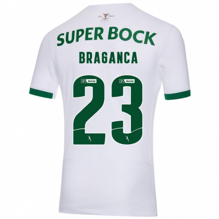 Kandiny Enfant Maillot Daniel Bragança #23 Blanc Vert Tenues Extérieur 2024/25 T-Shirt