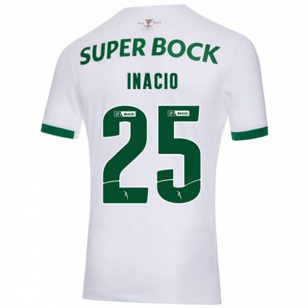 Kandiny Enfant Maillot Gonçalo Inácio #25 Blanc Vert Tenues Extérieur 2024/25 T-Shirt