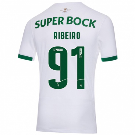 Kandiny Enfant Maillot Rodrigo Ribeiro #91 Blanc Vert Tenues Extérieur 2024/25 T-Shirt