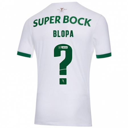 Kandiny Enfant Maillot Salvador Blopa #0 Blanc Vert Tenues Extérieur 2024/25 T-Shirt