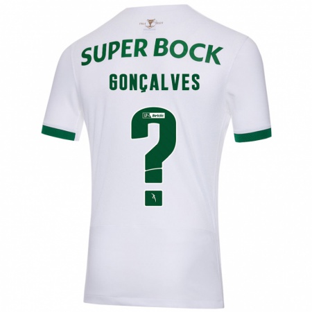 Kandiny Enfant Maillot Flávio Gonçalves #0 Blanc Vert Tenues Extérieur 2024/25 T-Shirt