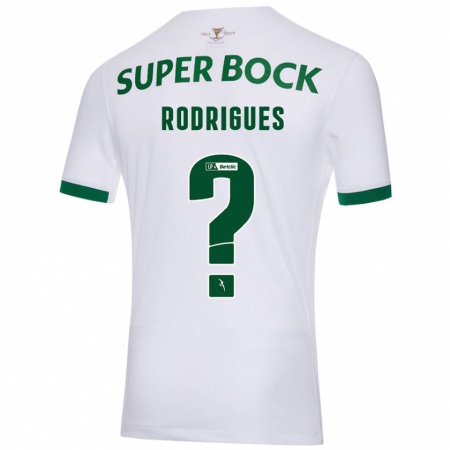 Kandiny Enfant Maillot João Rodrigues #0 Blanc Vert Tenues Extérieur 2024/25 T-Shirt