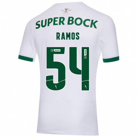 Kandiny Enfant Maillot Bruno Ramos #54 Blanc Vert Tenues Extérieur 2024/25 T-Shirt