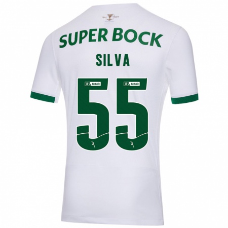 Kandiny Enfant Maillot José Silva #55 Blanc Vert Tenues Extérieur 2024/25 T-Shirt