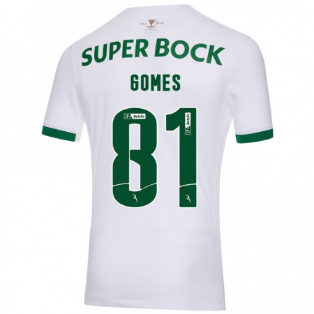 Kandiny Enfant Maillot Salvador Gomes #81 Blanc Vert Tenues Extérieur 2024/25 T-Shirt