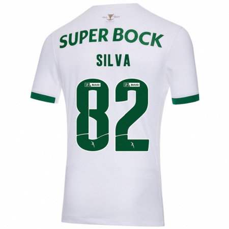 Kandiny Enfant Maillot Gabriel Silva #82 Blanc Vert Tenues Extérieur 2024/25 T-Shirt