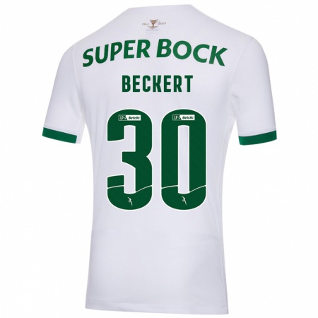 Kandiny Enfant Maillot Carolina Beckert #30 Blanc Vert Tenues Extérieur 2024/25 T-Shirt