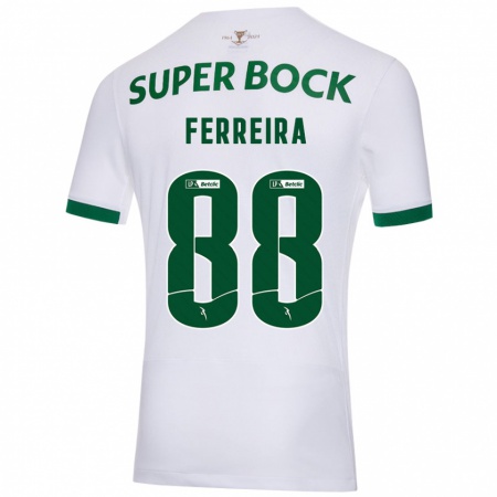 Kandiny Enfant Maillot Tiago Ferreira #88 Blanc Vert Tenues Extérieur 2024/25 T-Shirt