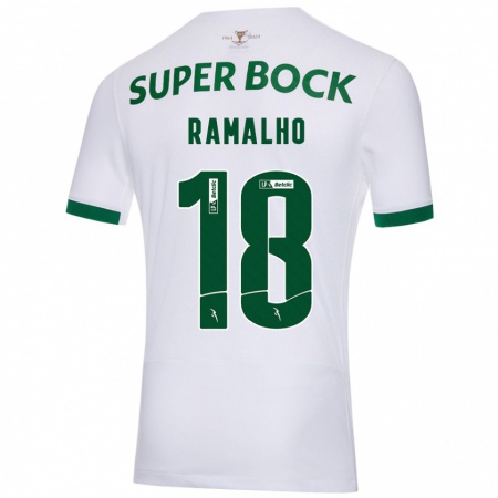 Kandiny Enfant Maillot Inês Filipa Ramalho Gonçalves #18 Blanc Vert Tenues Extérieur 2024/25 T-Shirt