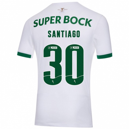 Kandiny Enfant Maillot Carolina Santiago #30 Blanc Vert Tenues Extérieur 2024/25 T-Shirt