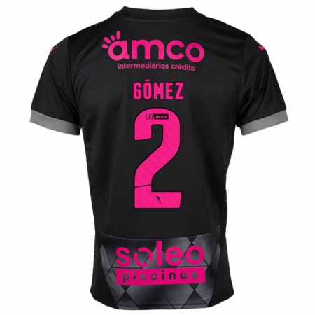 Kandiny Enfant Maillot Víctor Gómez #2 Noir Rose Tenues Extérieur 2024/25 T-Shirt