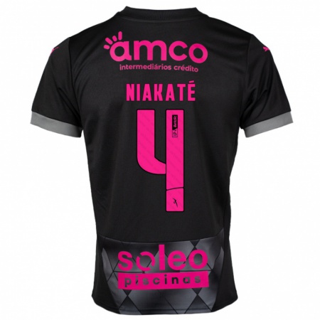 Kandiny Enfant Maillot Sikou Niakaté #4 Noir Rose Tenues Extérieur 2024/25 T-Shirt