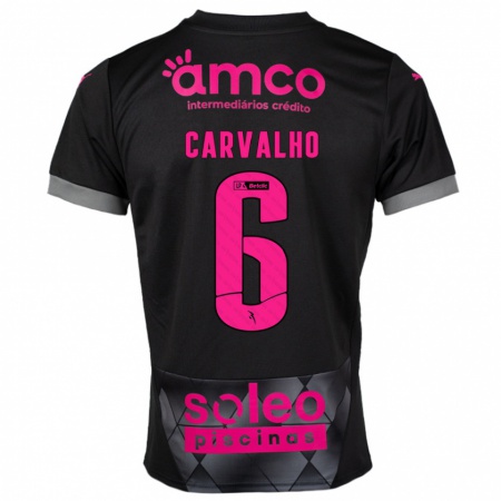 Kandiny Enfant Maillot Vitor Carvalho #6 Noir Rose Tenues Extérieur 2024/25 T-Shirt