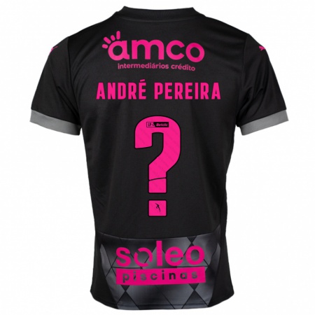 Kandiny Enfant Maillot João André Pereira #0 Noir Rose Tenues Extérieur 2024/25 T-Shirt